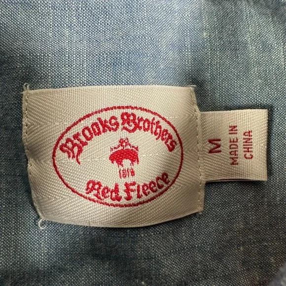 Brooks Brothers Red Fleece Colorblock Chambray Button Down Shirt Men's Medium - Picture 3 of 9